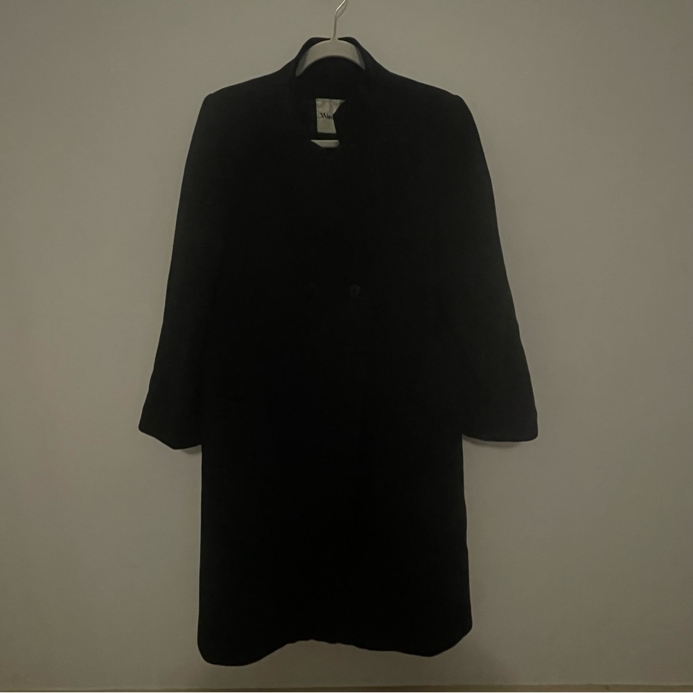 Vintage Woolf Brothers 100% cashmere coat made in USA approx sz XL black trench